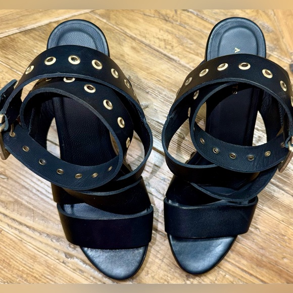 All Saints Sienna Pointed Toe Black Leather High Heel Sandals - size 37 / 7 US - Picture 12 of 12